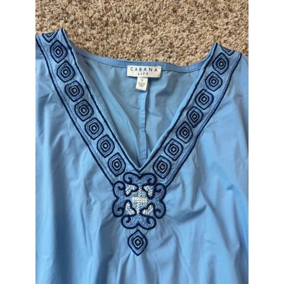 CABANA LIFE Women's Cover up, size Small. Blue, Embroidered w/Tassles cover Up - Picture 5 of 6
